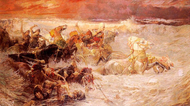 Frederick Arthur Bridgman Pharaohs army engulfed Sweden oil painting art